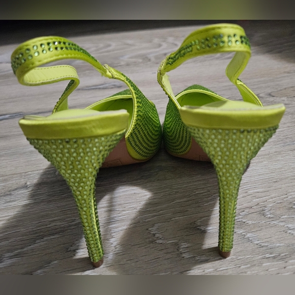 Lime Green Rhinestone Women's Heels Nwob - Picture 5 of 5